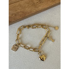 Aida Jewelss 316 L Cerrahi Çelik Altın Modeli Şık Tasarım Çelik Bileklik