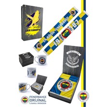 Fenerbahçe Orijinal Lisanslı En Büyük Fenerbahçe Şal Atkı Seramik Kupa Set Kanarya Baskılı Ahşap Kutulu