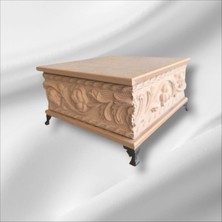 Ahşap- Ham Mdf- Desenli-Takı-Makyaj-Aksesuar-Çok Amaçlı- Ayaklı Kare Dekoratif Kutu
