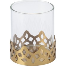 Tealight Mumluk, Altın Rengi-Cam, 8 cm