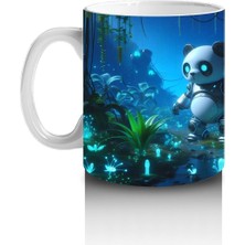Çocuklara Sütü Sevdiren Gece Ormanında Robot Panda Kupa Bardak