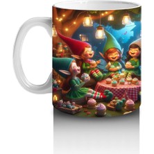 Çocuklara Sütü Sevdiren Neşeli Cücelerle Orman Partisi Desenli Kupa Bardak