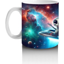 Çocuklara Sütü Sevdiren Hoverboardlu Uzaylı Kupa Bardak