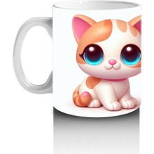 Çocuklara Sütü Sevdiren Pembe Yanaklı Kedi Kupa Bardak