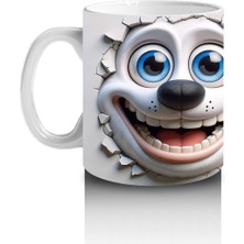 Çocuklara Sütü Sevdiren Neşeli Beyaz Yavru Köpek Kupa Bardak