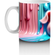 Çocuklara Sütü Sevdiren Boya Şelaleli Pembe Domuz Kupa Bardak