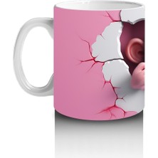 Çocuklara Sütü Sevdiren Duvarı Delip Bakan Meraklı Maymun Kupa Bardak