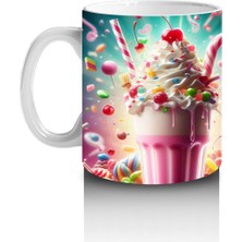 Çocuklara Sütü Sevdiren Renkli Şekerli Süt Kokteyli Desenli Kupa Bardak