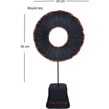 Dekoratif Modern Halka Biblo 2'li Set Polyester Siyah Büyük Boy 35X19 Küçük Boy 32X16