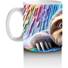 Çocuklara Sütü Sevdiren Boya Arkasından Bakan Tembel Hayvan Kupa Bardak