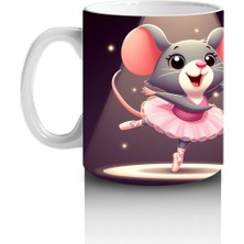 Çocuklara Sütü Sevdiren Sahne Işıkları Altında Dönen Balerin Fare Desenli Kupa Bardak