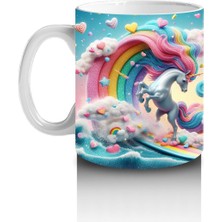 Çocuklara Sütü Sevdiren Renkli Dalga Unicorn Şöleni Kupa Bardak