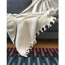 Ilmeki Armürlü Yatak Örtüsü / Pike / Koltuk Örtüsü – 200X230 cm – Düğüm Saçaklı – %100 Geri Dönüştürülmüş Iplik – 5 Renk Seçeneği