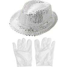 Teknotrust Renkli Payetli Çocuk Şapkası ve Beyaz Eldiven Seti