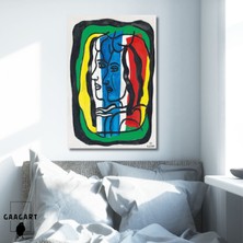 Tekli Dikey Kanvas Tablo Ünlü Eserler Fernand Leger Aux Deux Profils