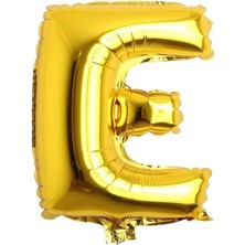 Teknotrust E Harfi Gold Folyo Balon 40 Inç 100CM, Şık ve Parlak Dekoratif Balon