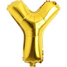 Teknotrust 16 Inç Gold Y Harfi Folyo Balon, Şık ve Parlak Kutlama Süsü