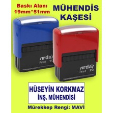 Mühendis Kaşesi, 912 (51mm*19mm) Mavi Keçeli Otomatik Kaşe
