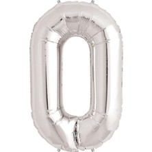 Teknotrust Gümüş Renkli 40 Inç Rakam Folyo Balon, Çok Renkli Parti Aksesuarı