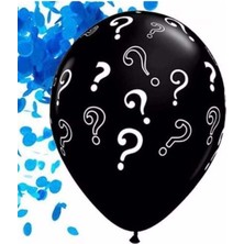 90 cm Mavi Konfetli Erkek Bebek Cinsiyet Belirleme Balonu, Renkli ve Eğlenceli Tasarım