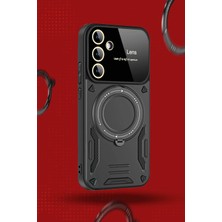 Newface Samsung Galaxy S24 Fe Kılıf Joy Lens Standlı Kapak - Koyu Yeşil Arbkd