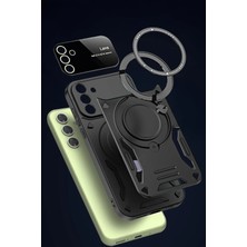 Newface Samsung Galaxy S24 Fe Kılıf Joy Lens Standlı Kapak - Koyu Yeşil Arbkd