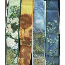 Van Gogh Monet Vintage 4’lü Tasarım Fular Seti & Bandana & Çanta Süsü