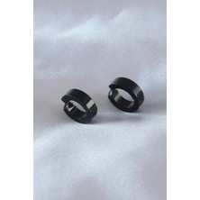 Kapsül Avm Çelik Siyah Renk Sıkıştırmalı Erkek Küpe