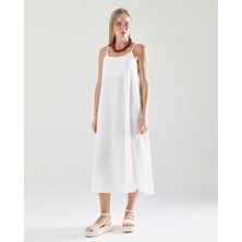 Cotton City Kadın Askılı Beyaz Elbise
