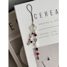 Bordo Yıldız Charm, Telefon Ipi, Çanta Süsü telefon askısı