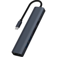 Ally BYL-2303 7 In 1 Type-C To USB + Type-C + Ethernet + Kart Okuyucu + HDMI Dönü? - CHT4926-8522