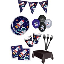 Teknotrust Renkli Uzay Temalı 24 Kişilik Doğum Günü Parti Malzemeleri Seti