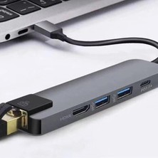 Ally 5in1  USB 3.1 Type C To HDMI 2xusb 3.0 RJ45 Ethernet Dönüştürücü Adaptö - CHT8466-1471