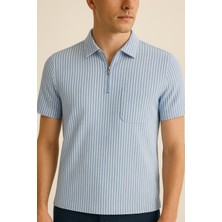 Calista Home Pamuk Erkek Polo Yaka Çizgili Kısa Kollu Tişört T-Shirt Yumuşacık