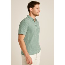 Calista Home Pamuk Erkek Polo Yaka Çizgili Kısa Kollu Tişört T-Shirt Yumuşacık