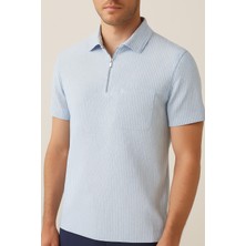 Calista Home Pamuk Erkek Polo Yaka Çizgili Kısa Kollu Tişört T-Shirt Yumuşacık