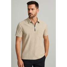 Calista Home Pamuk Erkek Polo Yaka Çizgili Kısa Kollu Tişört T-Shirt Yumuşacık
