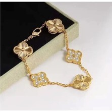 Kadın Yonca Figürlü Zirkon Taşlı Çelik Bileklik