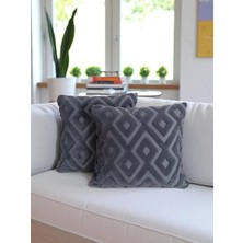2'li Set Bohem Özel Tasarım Wellsoft Kırlent Kılıfı | Çift Taraflı 43X43 cm - Antrasit
