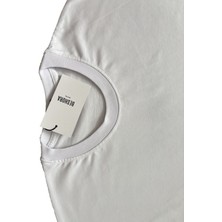 Beyaz Bisiklet Yaka Düz Basic Baskısız Oversize Erkek Tişört