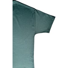 Mat Yeşil Bisiklet Yaka Düz Basic Baskısız Oversize Erkek Tişört