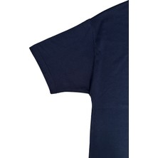 Lacivert Bisiklet Yaka Düz Basic Baskısız Oversize Erkek Tişört