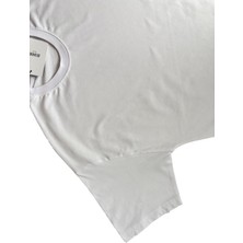 Beyaz Bisiklet Yaka Düz Basic Baskısız Oversize Erkek Tişört