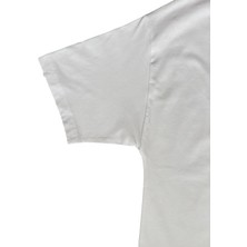 Beyaz Bisiklet Yaka Düz Basic Baskısız Oversize Erkek Tişört