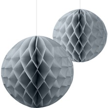 Iki Adet Gümüş Renkli Petekli Kağıt Süs, Şık ve Zarif Dekoratif Seçenek