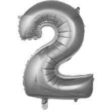 Iki Yaş Gümüş Renk Folyo Balon 76 Cm, 34 Inç, Kutlama Için Ideal Seçim