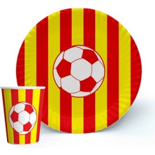 Teknotrust 8'li Taraftar Doğum Günü Tabak ve Bardak Seti, Sarı Kırmızı Renkler