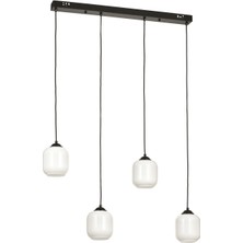 Avizemoda Siena 4 lü Yemek Masası Üstü Beyaz Camlı Modern Sarkıt Avize - (Siyah)