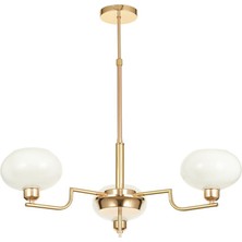 Avizemoda Vanna 3 lü Beyaz Camlı Salon Oturma Odası Modern Sarkıt Avize - (Gold Kaplama)
