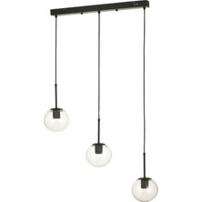 Avizemoda Miya 3 lü Yemek Masası Üstü Şeffaf Camlı Modern Sarkıt Avize - (Siyah)